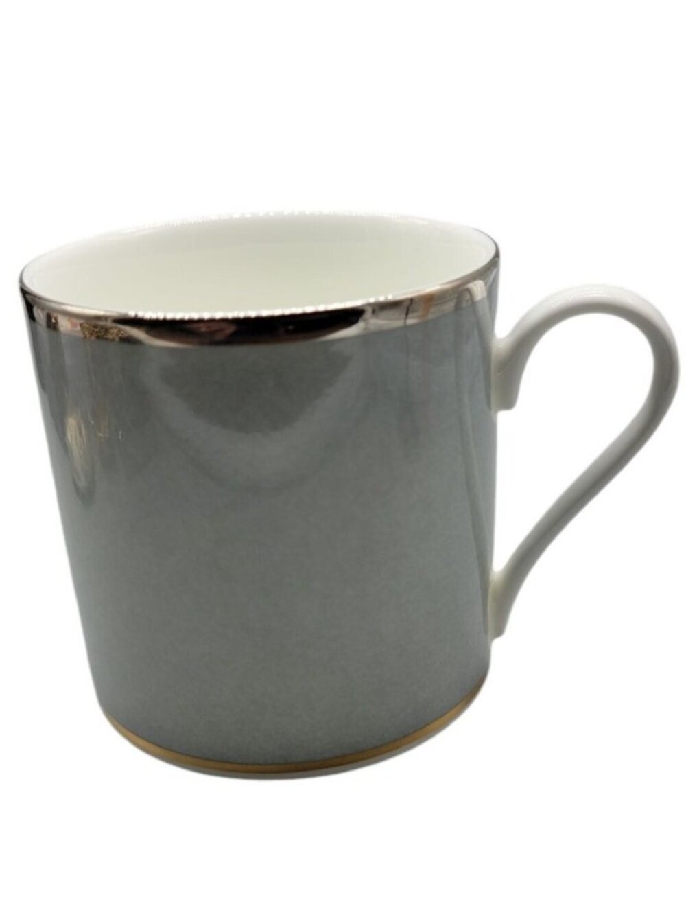 Mikasa Tea Cup Bone China Grandeur Silver CH402 Japan Gold Rim 3" Tall - Picture 1 of 13